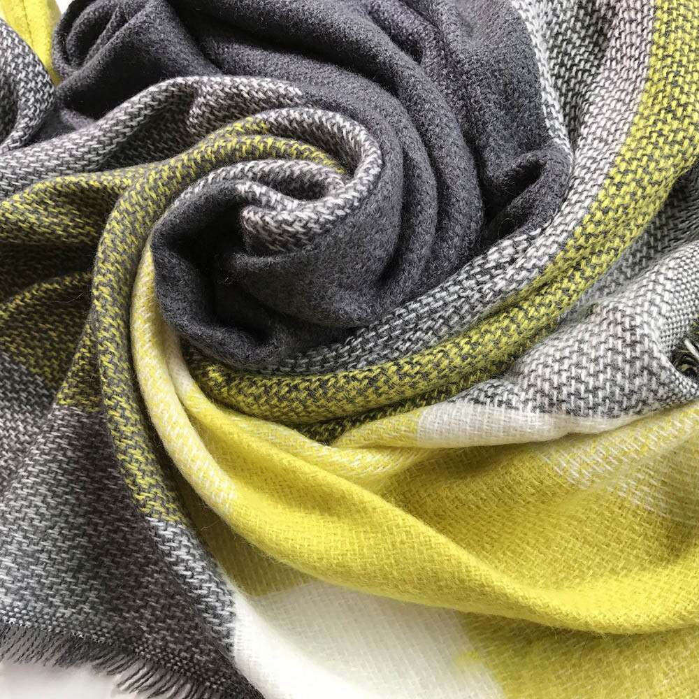 & Plaid Blanket Scarf Women Big Square Long Scarves Warm Tartan Checked Shaw Classic Tassel Plaid Scarf Winter Neck Warmer