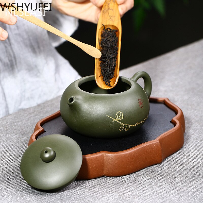 Äkta yixing tekanna lila lera xishi tekanna berömd handgjord original gruva grön lera vattenkokare kinesisk anpassad teware 240ml