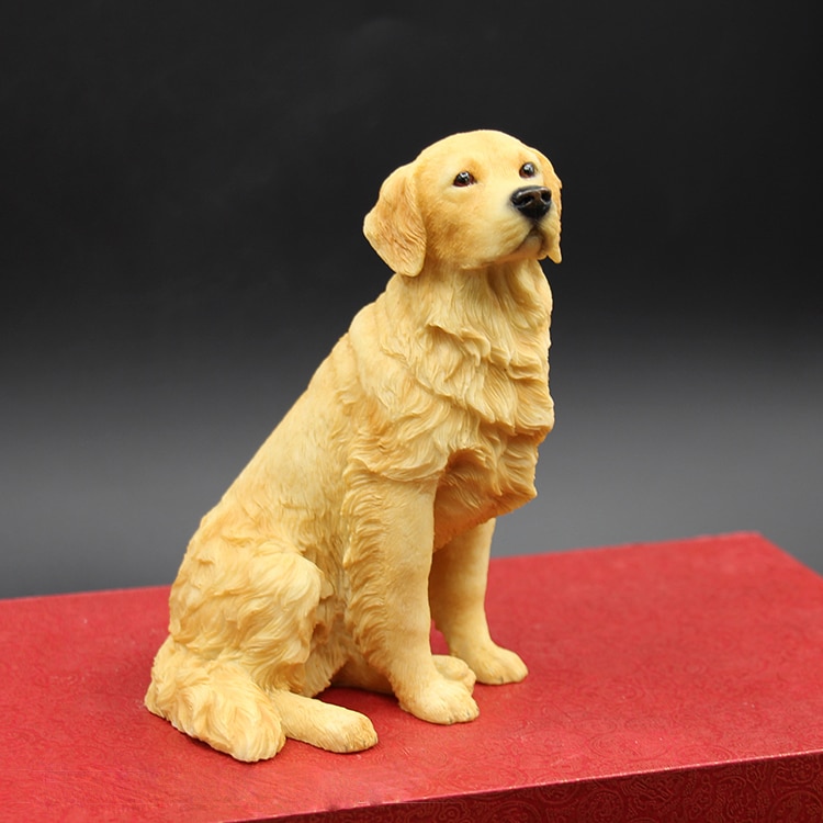 GOLDEN RETRIEVER Hond HANDGESCHILDERDE BEELDJE Hars Standbeeld COLLECTIBLE Puppy