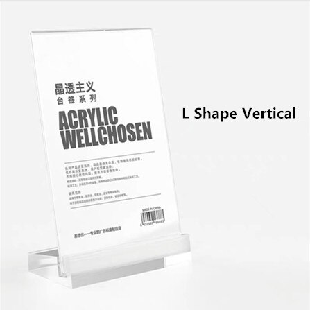 A5 klare akrylskiltholdere papir fotoramme tegn bordholder reklame bord displaystand: L akryl v
