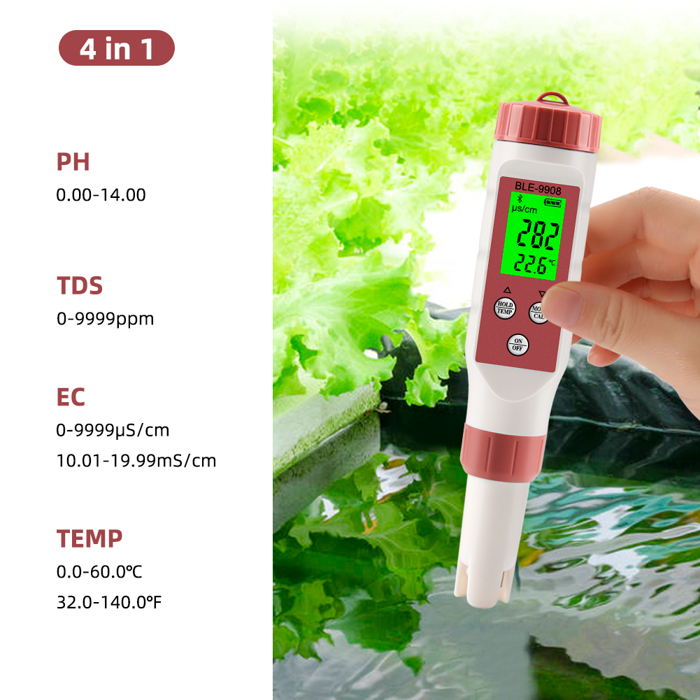 PH EC TDS Salinity TEMP Meter Digital Water Tester Smart Online Blue Tooth Monitor APP Control for Aquariums Hydroponics