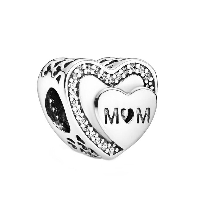 murmeln der Schild 925 Silber Herz Beste Charme Sterling Mama passen Original Armbinde Anhänger Halskette Schmuck Perlen DIY ICH liebe Mutter: K167