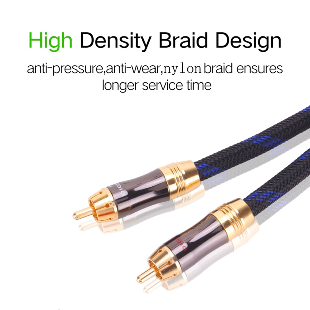 Hifi 0.5m,1m,1.5m,2m,3m,5m subwoofer y kabel rca 1 hann  to 2 hann lydkabel