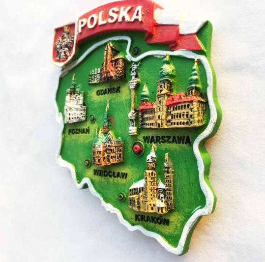 Polen Lokalen wahrzeichen Tourist Karten Tourismus Memorial Kühlschrank Magnet 3D Kühlschrank Magnet Aufkleber Reise Souvenir Dekoration