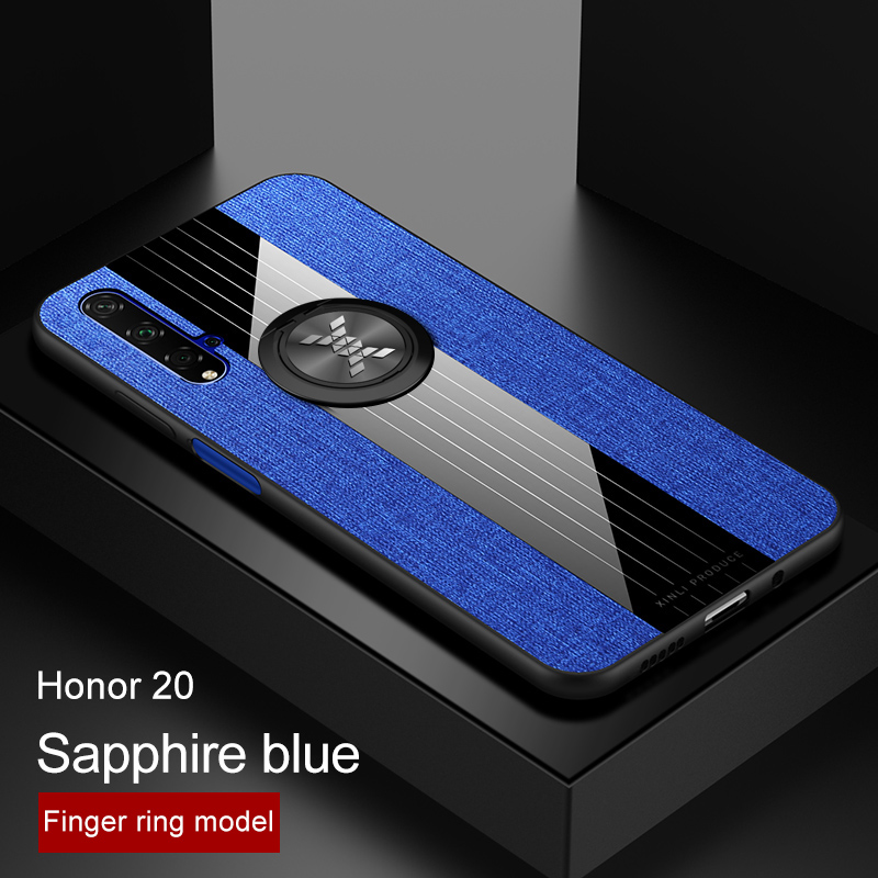 Nova5T, funda con anillo de armadura, funda de tela para Huawei Nova 5 T YAL-L41 de 6,26 pulgadas, funda, funda, fundas Hauwei 5 T 5 T Nova5 T: Blue With Ring