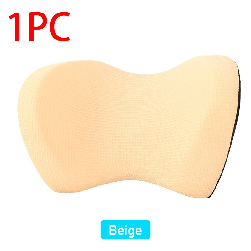 Oreiller de cou pour appui-tête de voiture, support de cou universel, siège de voiture, repose-nuque, oreiller de voyage en coton à mémoire de forme pour soulager les douleurs cervicales: Oreiller beige 1pc