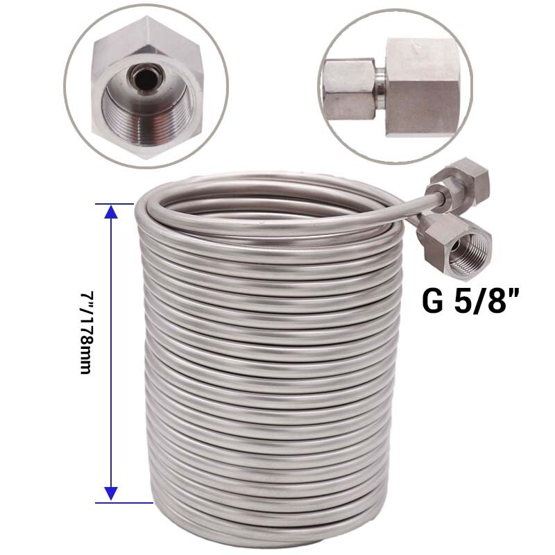 Jockey Box Stainless Steel Coil 50ft/15.3m Length 5/16"OD Tube Homebrew Draft Beer Cooler Coil G 5/8" Ends