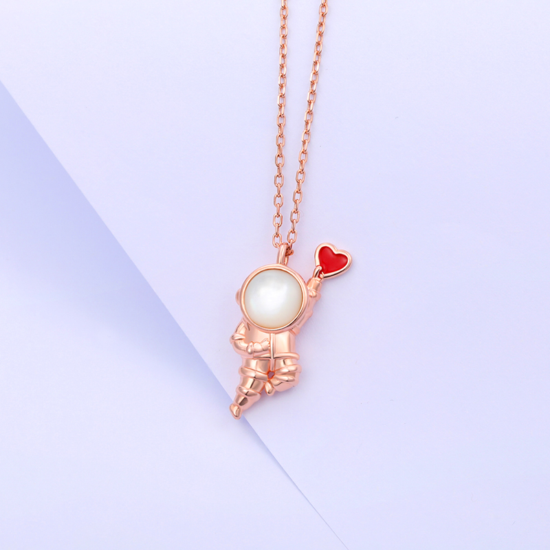 Astronauten-anhänger im retro-stil 925 mit larimar-motiv für damen