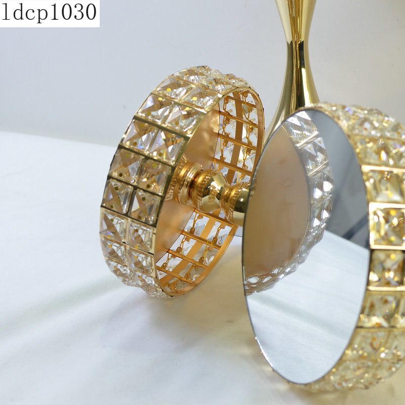 High-end Metal Mirror Cake Stand Wedding Dessert Table Crystal Cake Table Decoration Glass Fruit Plate Pastry Display Plate