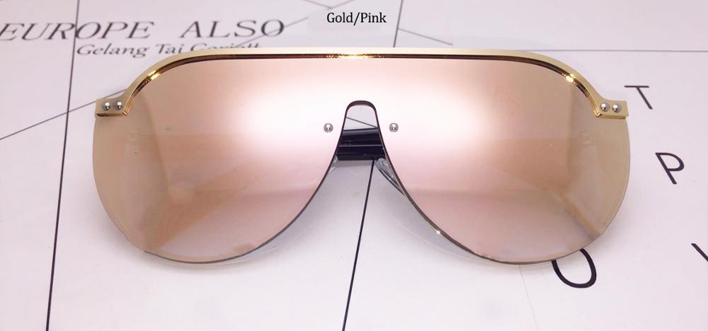 vintage mirror pilot women's sunglasses blue Brand sunglasses woman Oversized luxury shades for women: Gold Pink