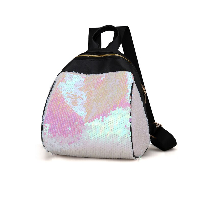 Shining Pailletten Rugzak Vrouwen Rugzak School Voor Meisje Reistassen Party Bags Glitter Rits Rugzak: silver