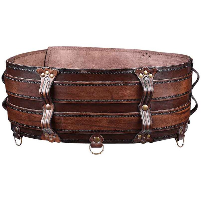 Arnés Medieval de cuero vikingo para hombre y mujer, accesorio para la cintura, correa doble celta, faja Steampunk