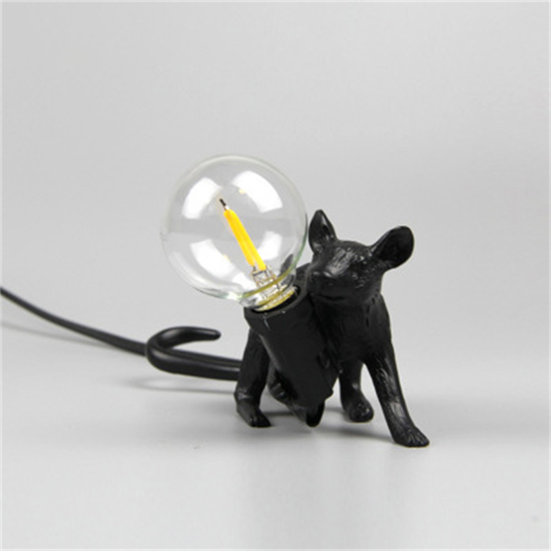 Luces de mesa LED modernas, luces LED de noche de resina con animales, rata, gato, ardilla, lámparas de mesa para ratón, decoración del hogar, lámpara de escritorio, accesorios de iluminación: Azul