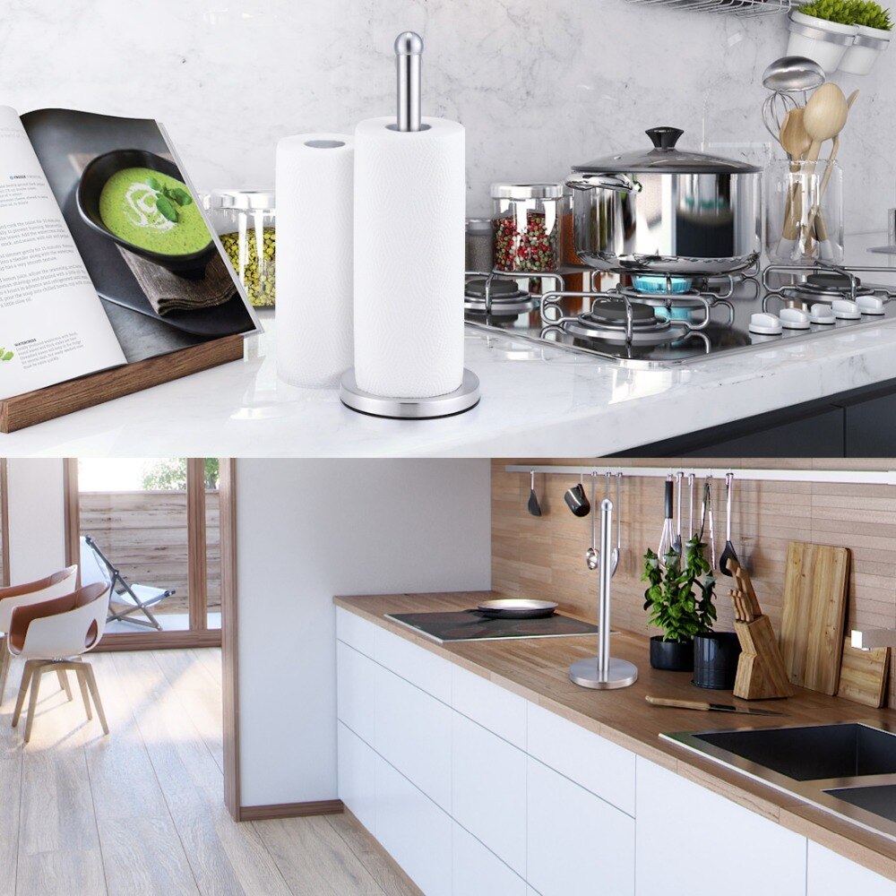 ANHO Stainless Steel Kitchen Roll Paper Towel Holder Bathroom Tissue