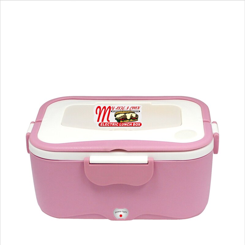 Electric Lunch Box Portable Heated Food Warmer Box Stainless Steel Inner Pot Lunch Box Set 12V/24V/220V for Car/Truck Lunch Box: Pink / 220V