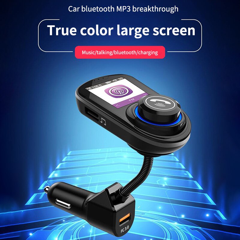 Auto Mp3 Bluetooth Speler Kleur Groot Scherm Lossless Sound Lcd Digitale Voltmeter Dual Usb Car Charger Fm-zender