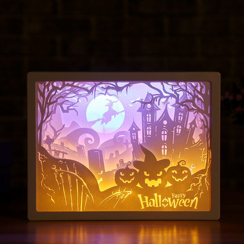 3D Licht LED Papier Carving Licht Kerstverlichting Handgemaakte Papier Baby Gelukkige Verjaardag: hallowmas