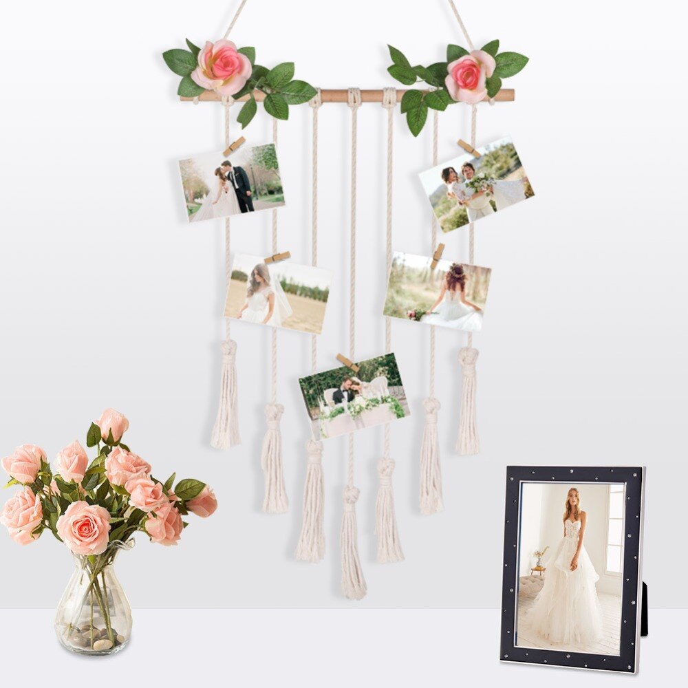 OurWarm-carte d'invitation rustique en toile de jute, décor de mariage, Boho, décoration murale suspendue avec grand macramé