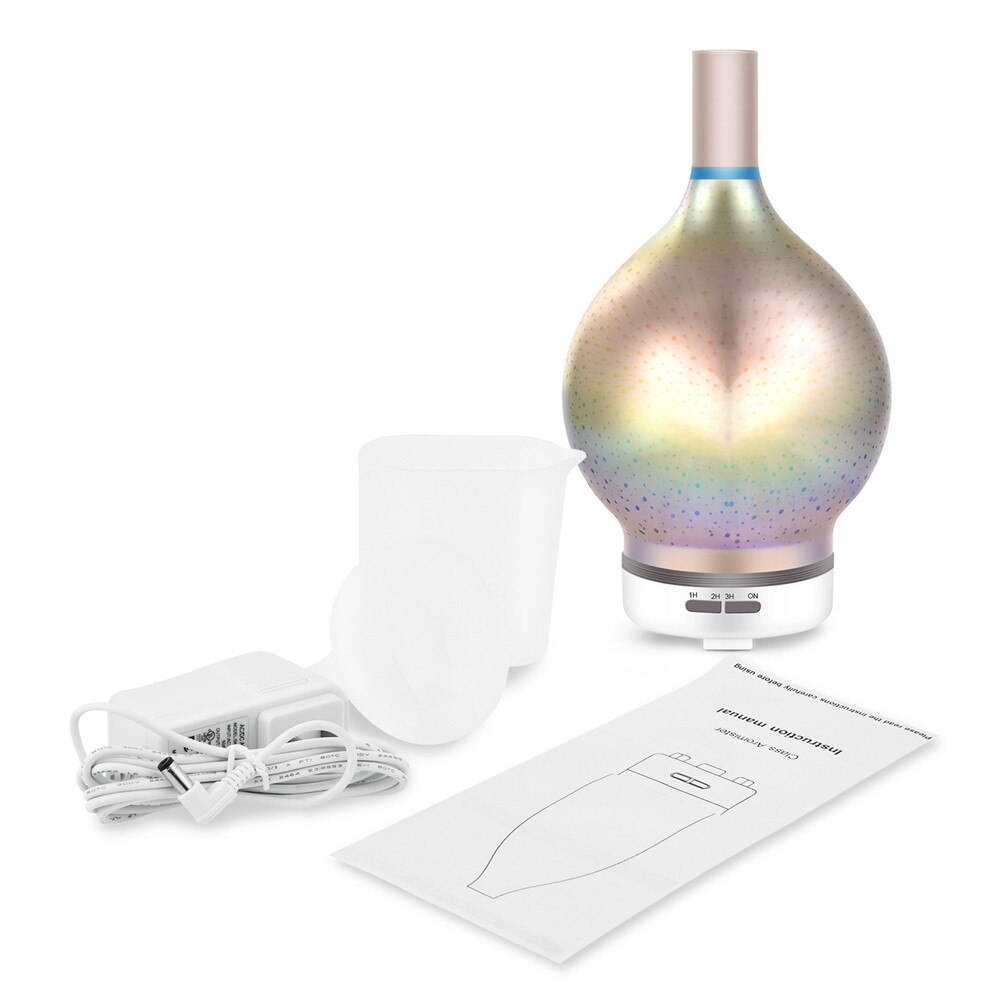 120ml 3d Feuerwerk Glas Elektrische Luftbefeuchter Ätherisches Aroma Öl Diffusor Ultraschall Aroma Diffusor Romantische Atmosphäbetreffend Licht