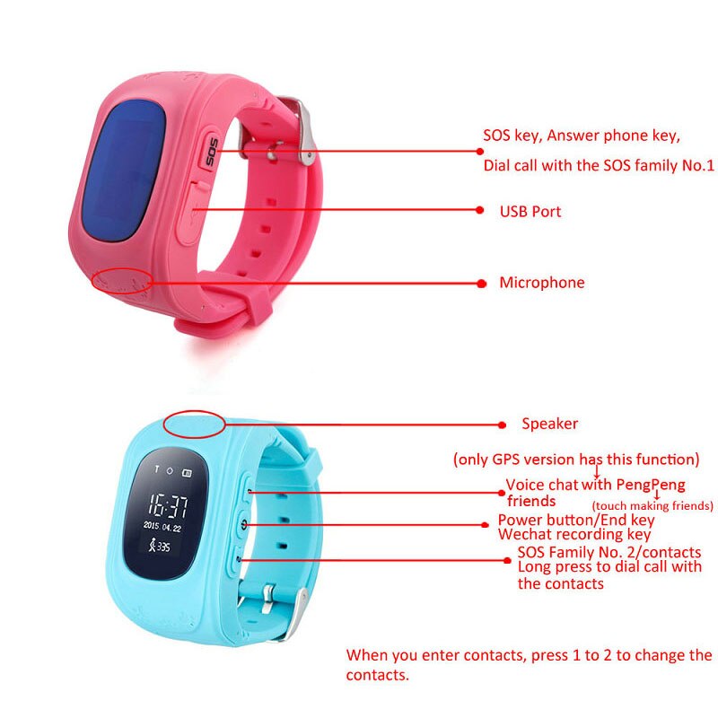 Smart Wrist Watch Kids Smart Positioning Call Watch Multi-Language for Children DU55