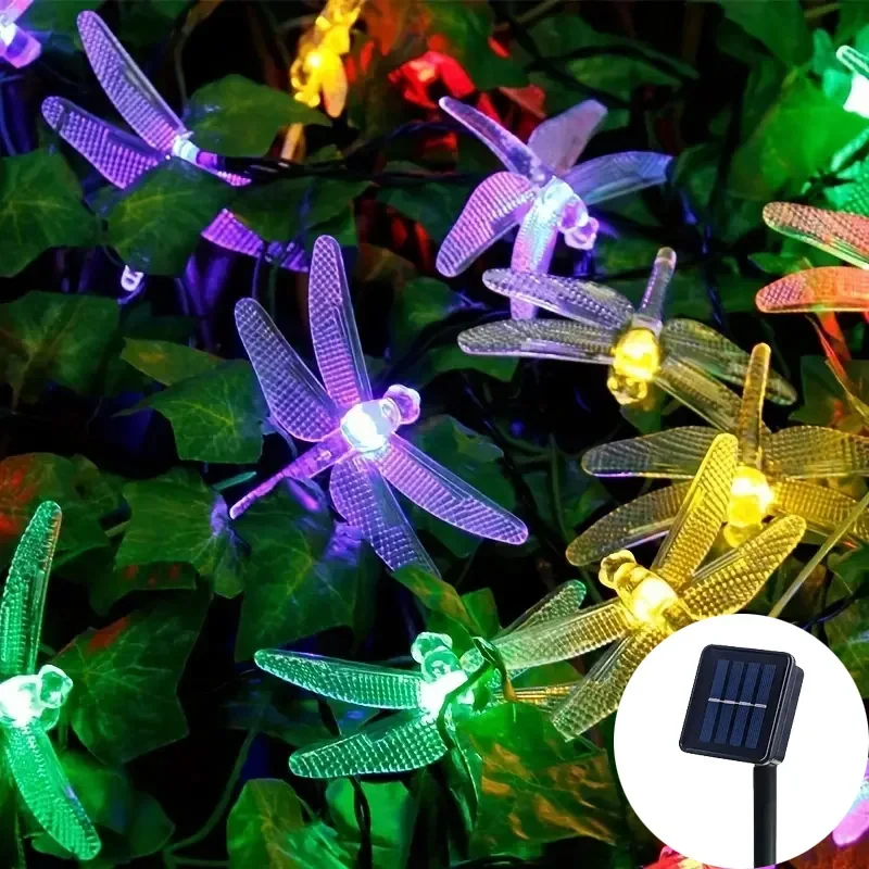 Solar LED Dragonfly Fairy Lichtslingers 8 Modi Waterdichte Outdoor Tuin Landschap Lamp voor Gazon, Kerstmis, Bruiloft Decor: RGB / 0-5W