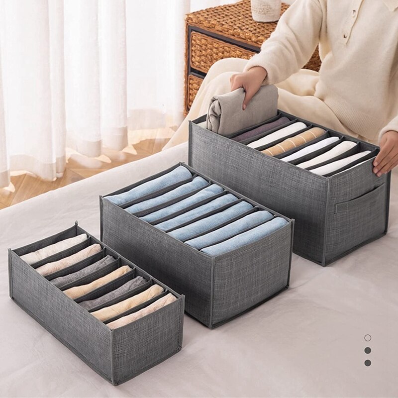 6 Piece Wardrobe Organizer, Storage Boxes, Jeans Organizer, Stackable Storage Box, Gray Storage Box For Drawers Closet