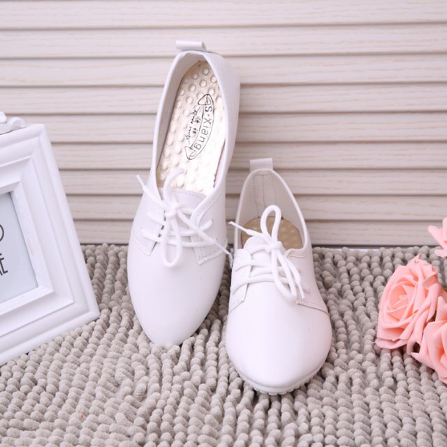 Lette kvinder piger lejligheder sko slip on komfort sko flade sko loafers: Hvid / 8