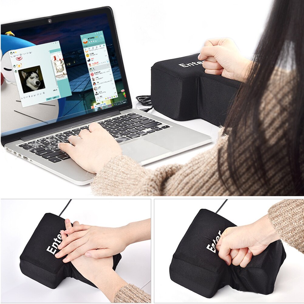 Anti-Stress Computer Enorme Enter-toets Grote Giant Usb Toetsenbord Vent Knop Kussen Office Desktop Notebook Stress Reliever