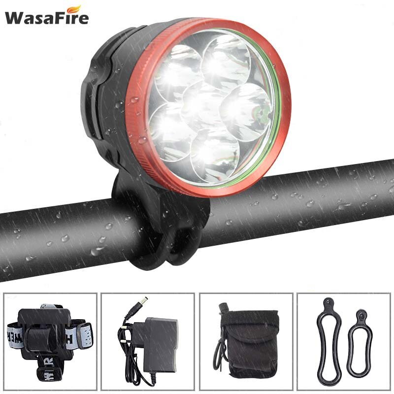 Wasafire 10000 Lumen Bike Light 6 * Xm-T6 Led Fiets Koplampen Waterdichte Fietsen Koplamp + 18650 Batterij + 8.4V Lader