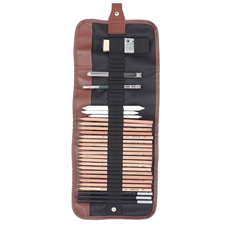 29pcs Sketch Pencil Set Sketching Drawing Kit Wood Pencil Pencil Bags For Painter School Students Art Supplies: Default Title