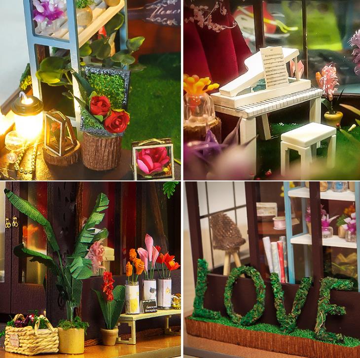 Kwiat sklep DIY robić lalek Dom miniaturowy domek dla lalek w meble piękne zabawki dla dzieci nowy rok prezent na boże narodzenie