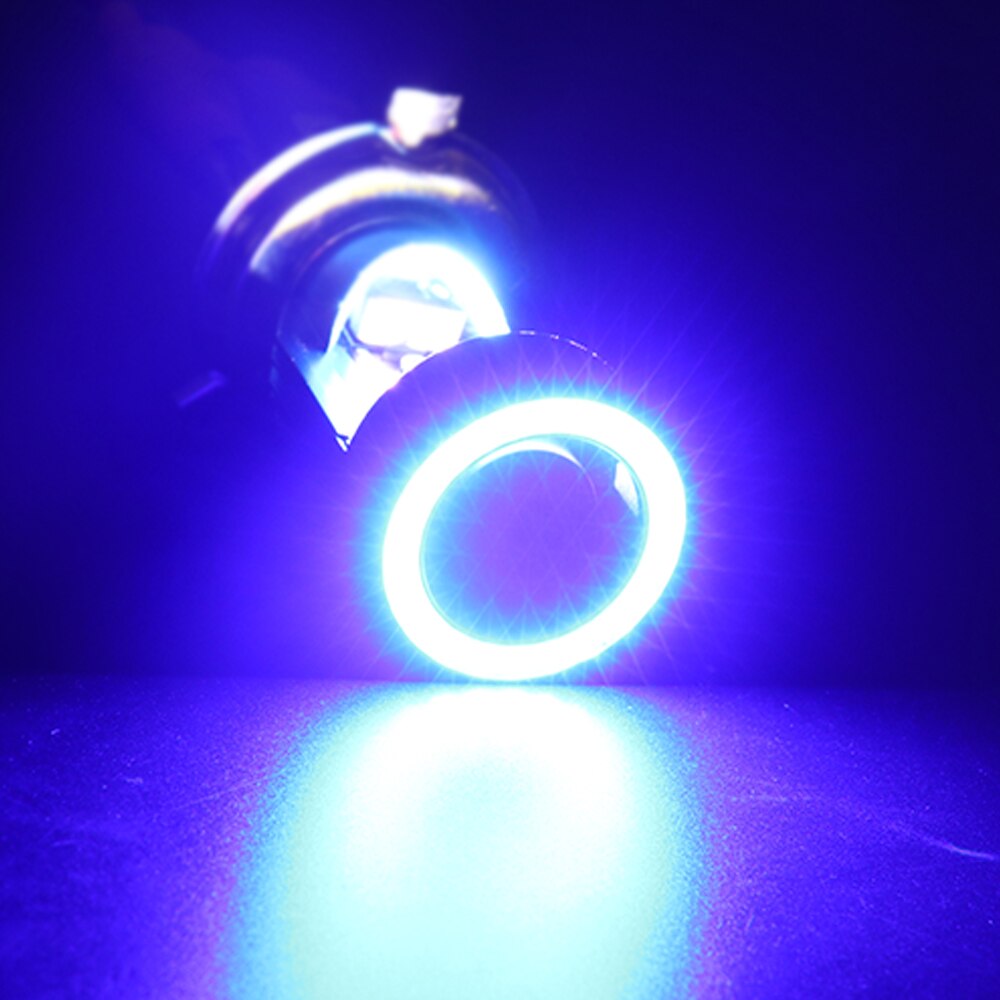 Phare avant de moto LED H4 BA20D, œil d&#39;ange bleu rouge, Scooter, ampoule antibrouillard, accessoires DRL 12V 24V: H4 / Blue Angel eye