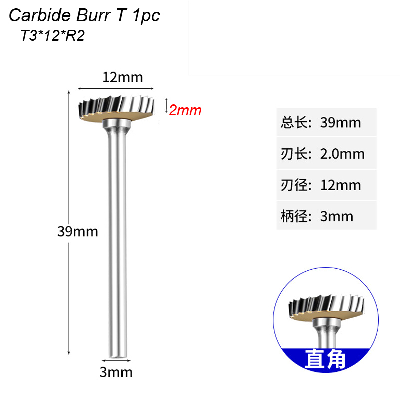 Lima rotativa de carburo tipo T, broca cortadora de Metal de arco, tungsteno duro para piedra de aluminio, grabado de tallado de plástico para metalurgia Dremel: > 32mm