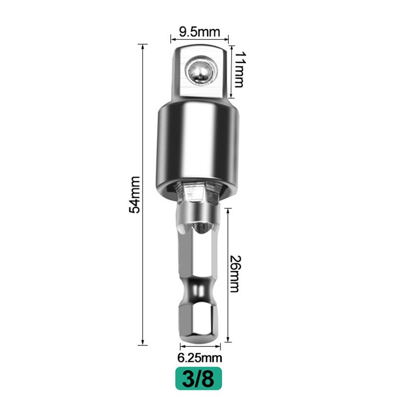 1pcElectric Drill Socket Adapter for Impact Driver with Hex Shank to Square Socket Drill Bits Rotatable Extension 1/4" 3/8" 1/2": 0.378 inch
