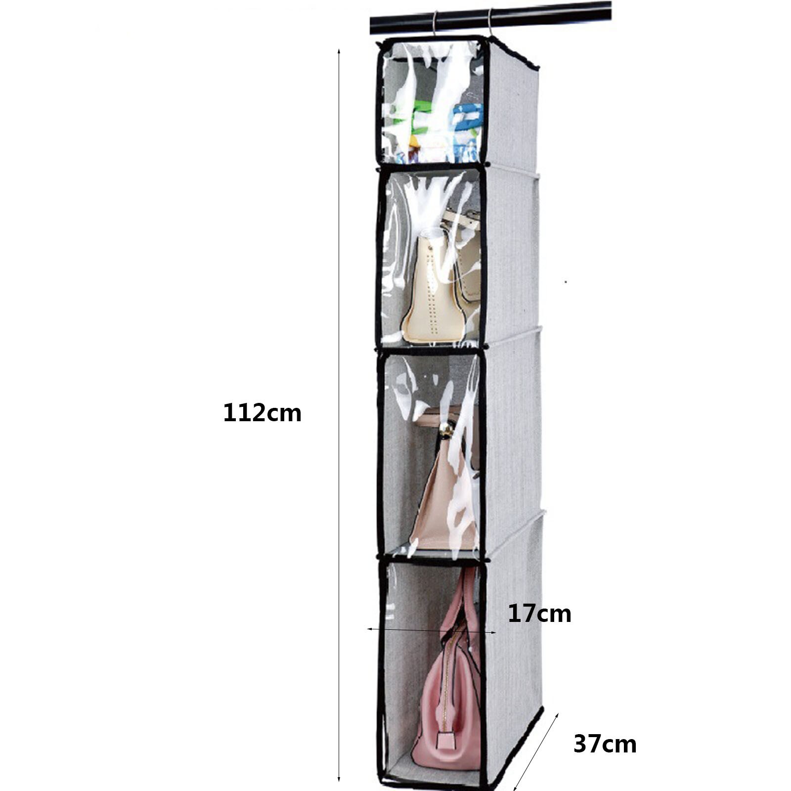 3/4 Pockets Shelf Tote Rack Bag Clear Hanging Purse Handbag Organizer Storage Holder Wardrobe Closets Homewares #t2g