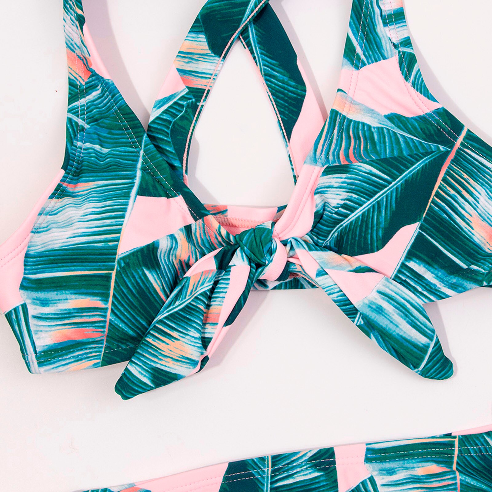 Beach Wear Swimsuits For Children Kids Swimwear Toddler Girls Kids Swimsuit Tropical Leaves Print Beach Cross Bandage Split Suit