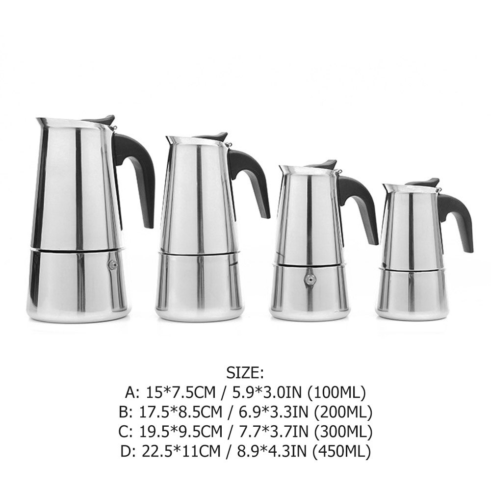 Stainless Steel Moka Pot European Coffee Pot Induction Cooker Open Flame Universal Coffee Pot Kitchen Tool Accessories