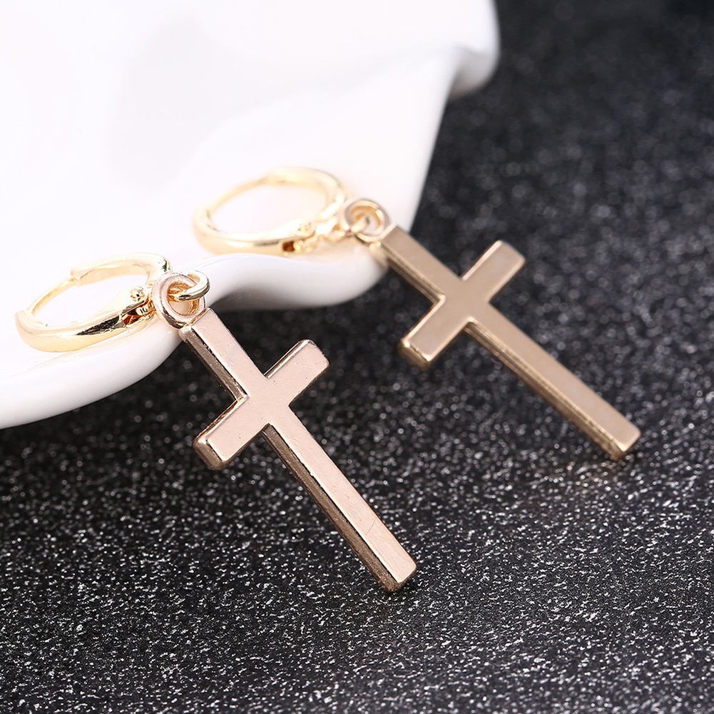 1 paar Frauen Männer Kreuz Anhänger Cricle Ohrring Tragus Knorpel Ohrringe Punk Schmuck Gold Heiße Kühle Engagement Party