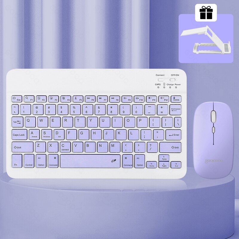 Bluetooth Keyboard For iPad Pro11 Mini Bluetooth Teclado Wireless Keyboard and Mouse For Samsung Xiaomi Touchpad iPad Keyboards: Purple English