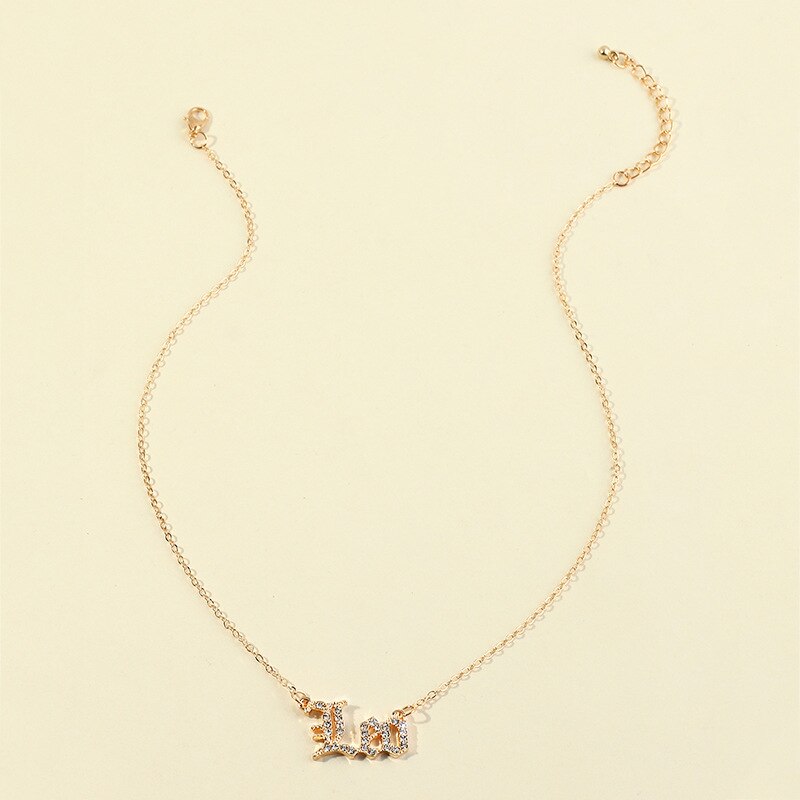 Donarsei-collar con constelaciones de diamantes de imitación para mujer, con letras clásicas en inglés, signo del zodiaco, de cumpleaños: Leo