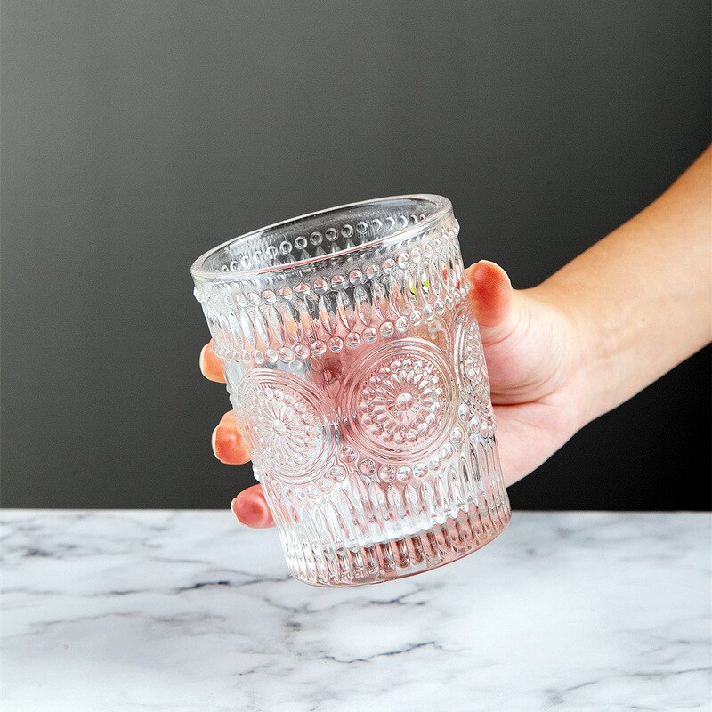 Verre à vin Vintage gaufré Ins nordique 260-380ml, whisky, Vodka, tasse de soleil, sans tige, bouche dorée, glace, Bar à café, verres: 260ml