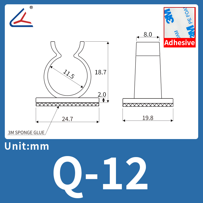 20/50/100 PCS, soporte de brida para cables tipo Q, organizadores de cables de plástico para cañas de pescar, gestión de cables de sujetadores sin taladro: 5x250mm / Plata