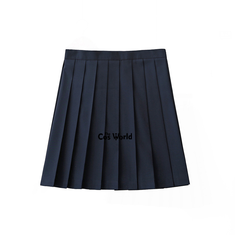 [Willow Leaf] Gray Navy Blue Summer Navy Sailor Suit Tops Skirts JK High School Uniform Class Uniform Students Cloth: 42cm Skirt / L