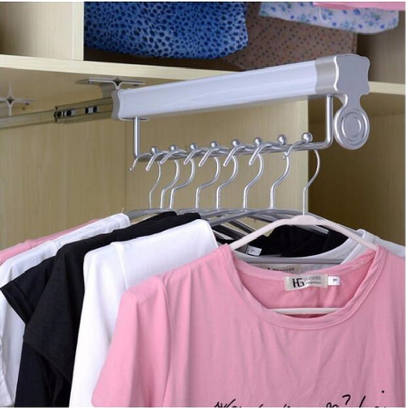 260mm-460mm Aluminum alloy Retractable hanger Wardrobe top Clothes rail cloakroom Storage Organize furniture hardware ZM925