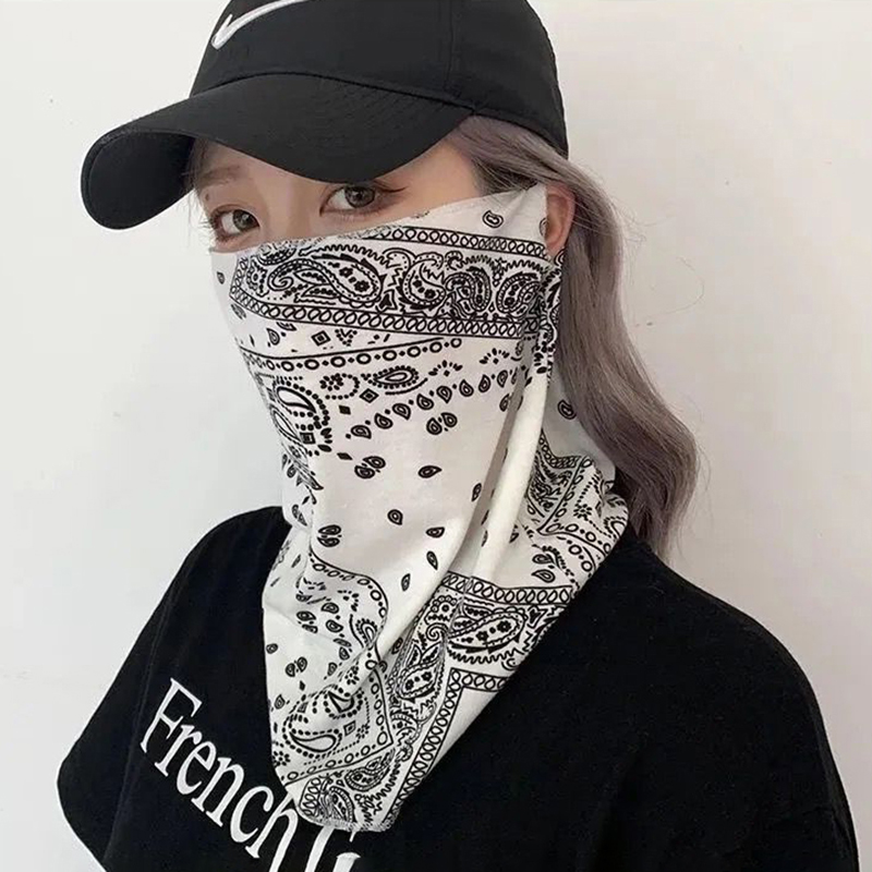 Punk masque de Protection solaire pour hommes femmes été visage cou Protection UV oreille écharpe Hip Hop Sports de plein air cyclisme Bandana écharpes: WHITE