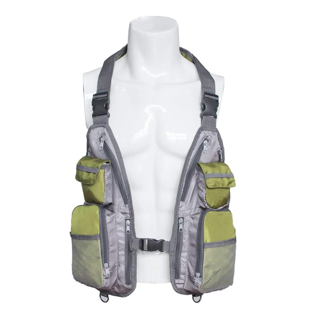 Udendørs åndbar fiskevest d-ring sports multi-funktion poser vest
