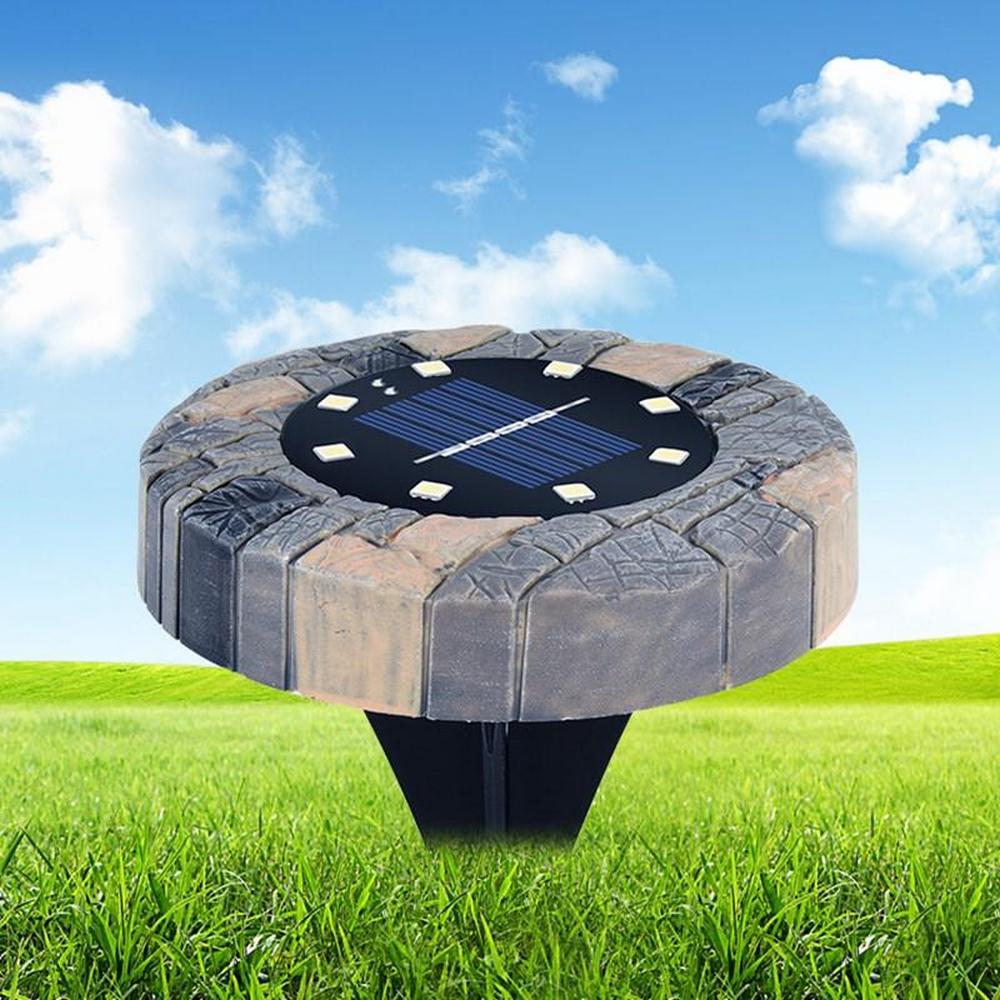 Luz Solar subterránea imitación de piedra patrón decoración de jardín luces de tierra lámpara al aire libre impermeable IP65 pasarela lámpara de camino