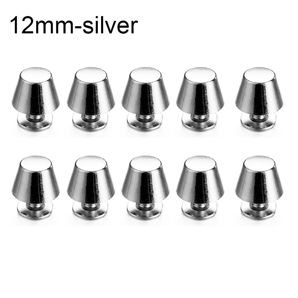 10Set 10/12Mm Band Klinknagels Solid Nail Bolt Ronde Kop Schroeven Emmer Dome Lederen Craft Kleding/tas/Schoenen Doek Knop Metal Nail: 12mm silver