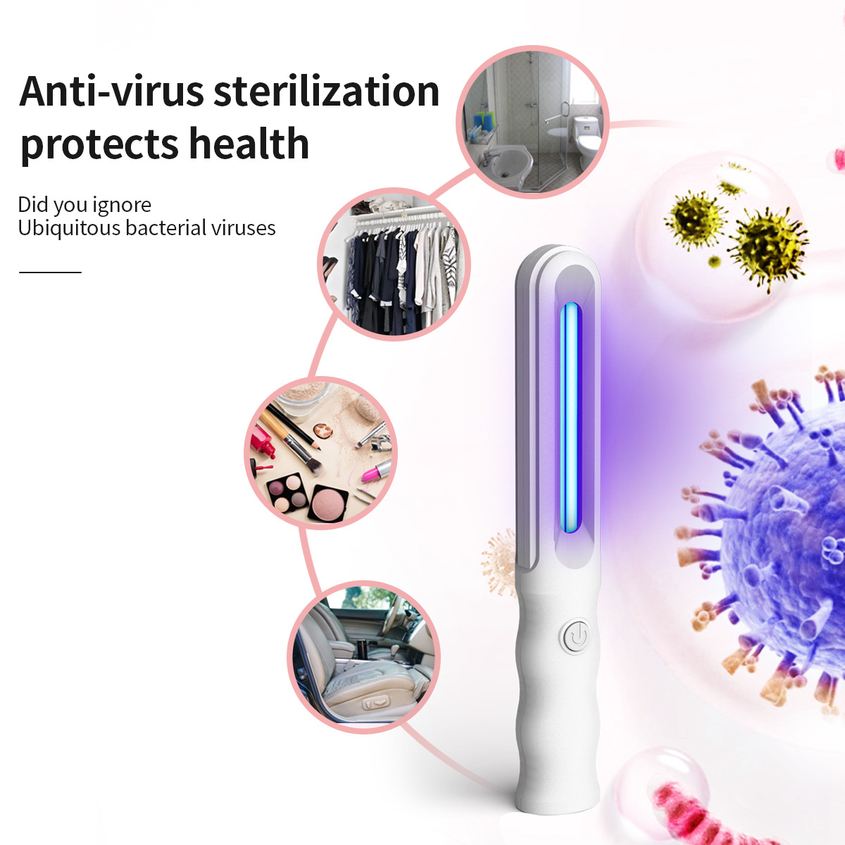 Handheld UV Portable Sterilization Lamp Household Disinfection Stick Lamp Ultraviolet Ultra Violet Light Led UV Tube