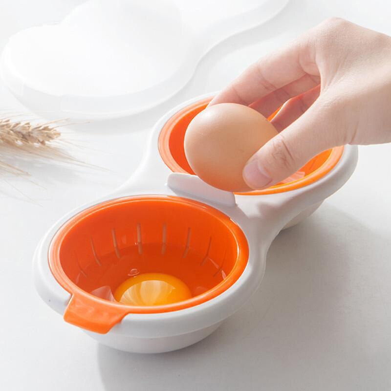 Microwave Egg Poacher Cookware Double Cup Egg Boiler Steamed Egg Set Ovens